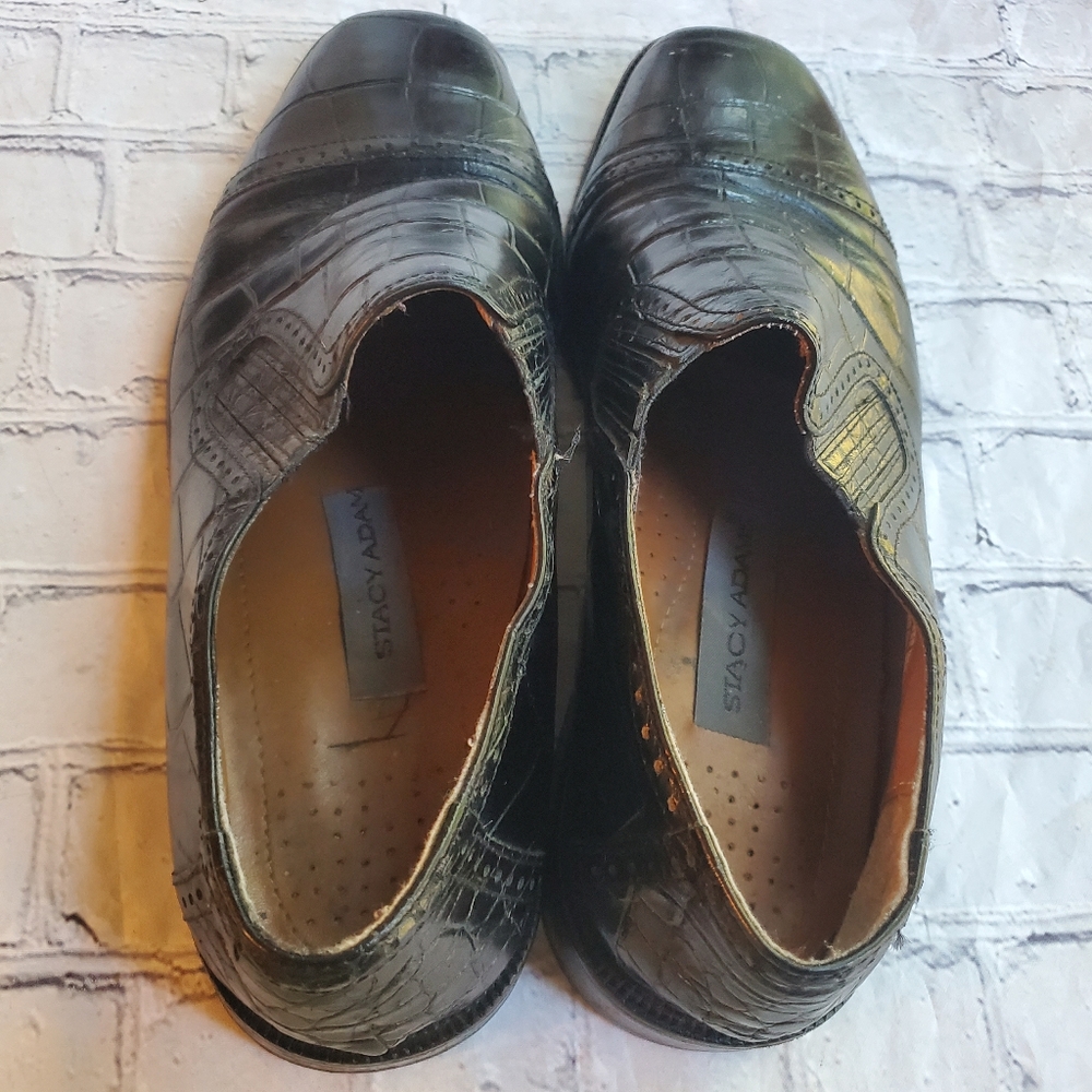 STACEY ADAMS MEN'S SHOES SLIP-ON ALLIGATOR UPPER LEATHER BLACK SIZE 10 - Picture 4 of 7